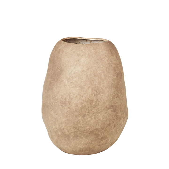Organic Vase, H 43 cm von Broste Copenhagen in simply taupe
