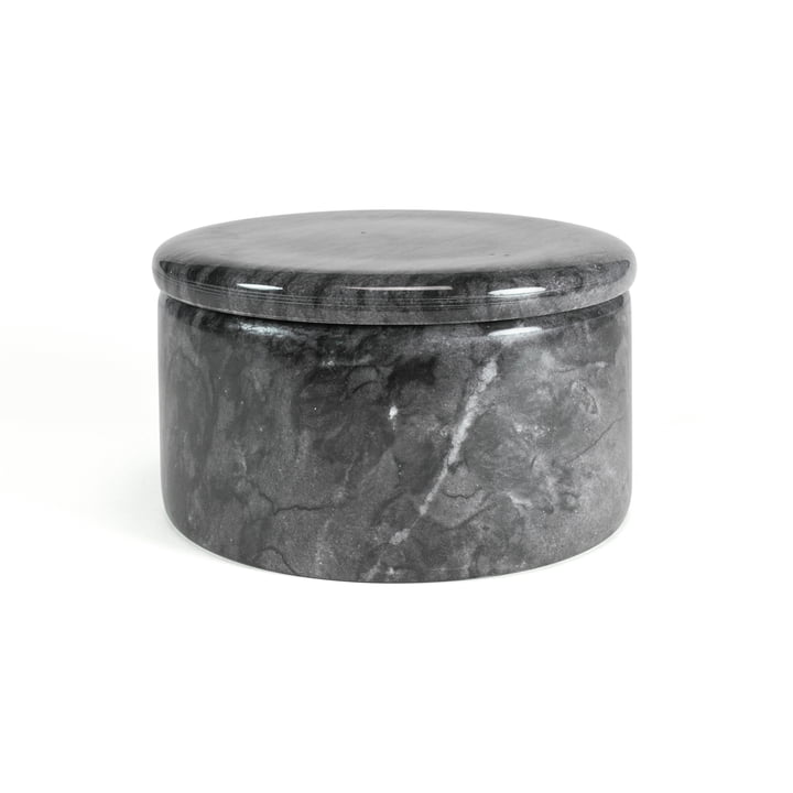 Marmor Aufbewahrung mit Deckel, dunkelgrau, 12 cm / H 7 cm von yunic