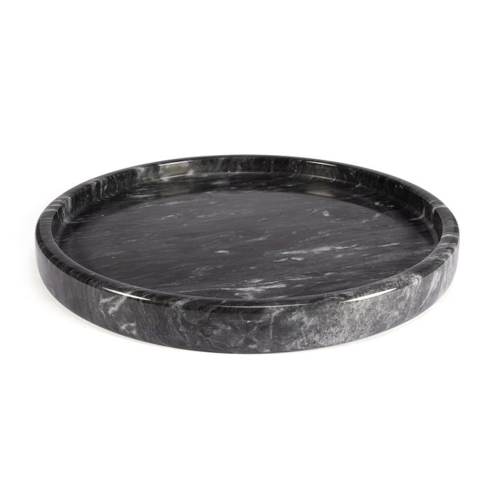 Marmor Tablett rund, dunkelgrau / 30 cm von yunic