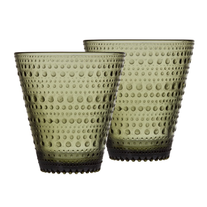 Kastehelmi Trinkglas 30 cl von Iittala in moosgrün (2er-Set)