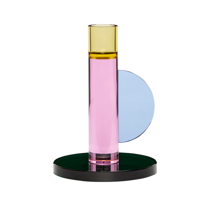 Kristall Kerzenhalter, rosa / gelb von Hübsch Interior