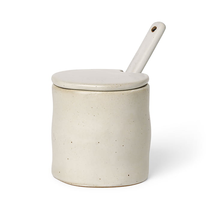 Flow Marmeladenglas mit Löffel von ferm Living in der Farbe off-white