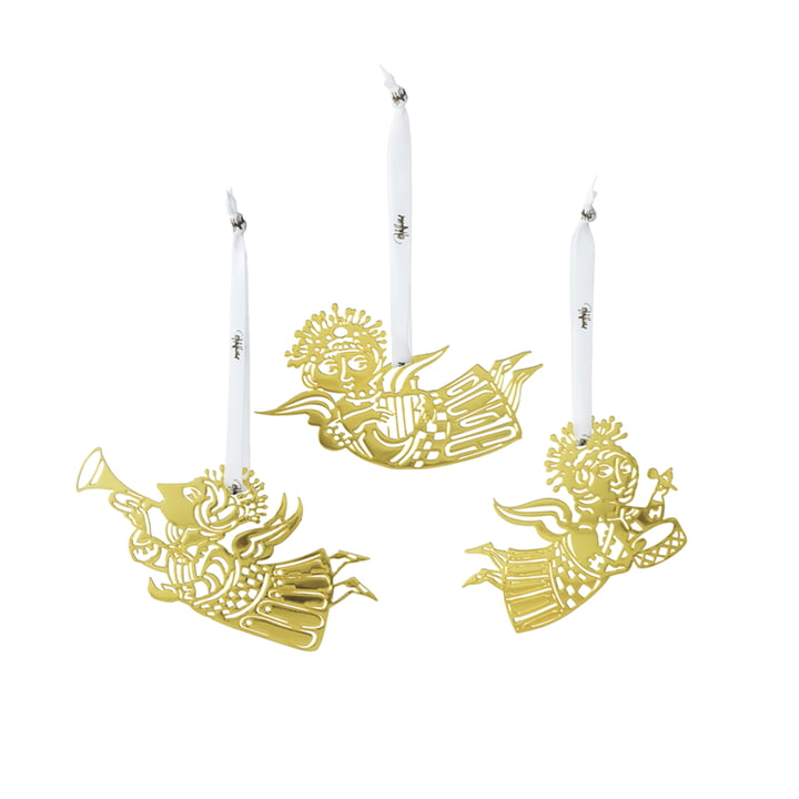 Music Angel Silhouettes Weihnachtsornamente, gold (3er-Set) von Bjørn Wiinblad