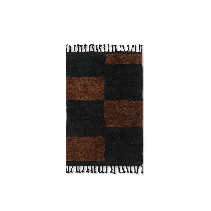 Mara Woll-Teppich von ferm Living in der Ausführung schwarz / chocolate