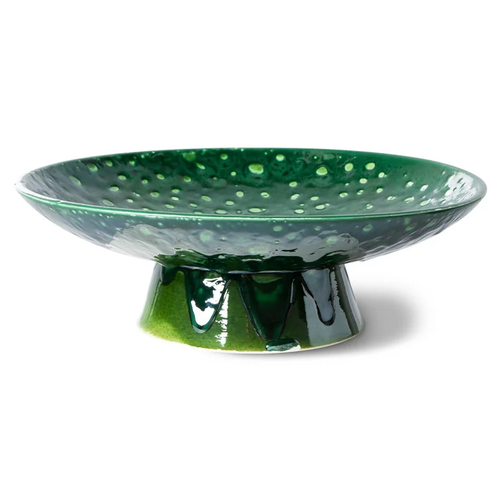 Emeralds Schale mit Fuß von HKliving in der Farbe dripping green