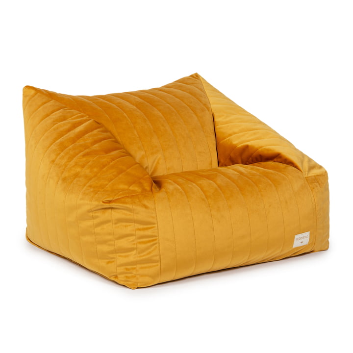 Chelsea Samt-Sitzsack von Nobodinoz in der Ausführung farniente yellow