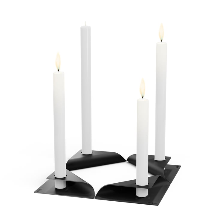 Square Candle Kerzenhalter von höfats in schwarz (4er-Set)