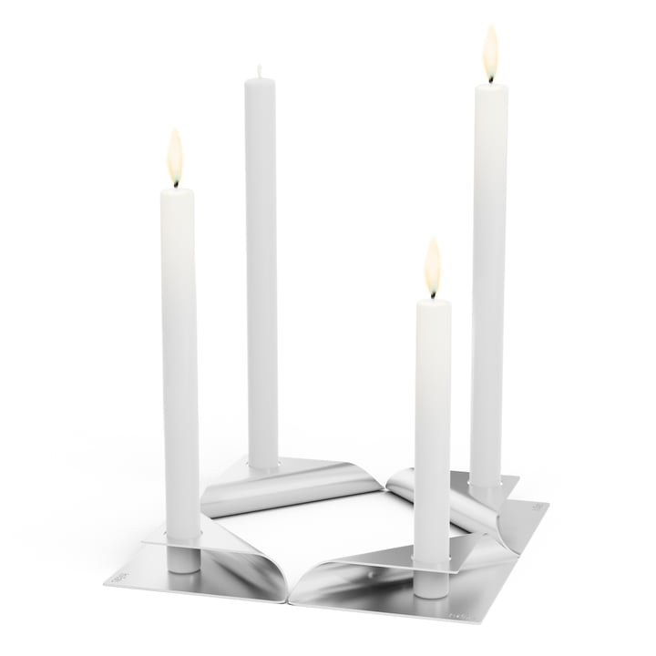 Square Candle Kerzenhalter von höfats in silber (4er-Set)