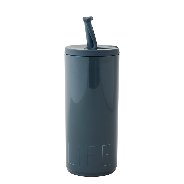 Travel life Trinkhalm-Becher 500 ml von Design Letters in blau