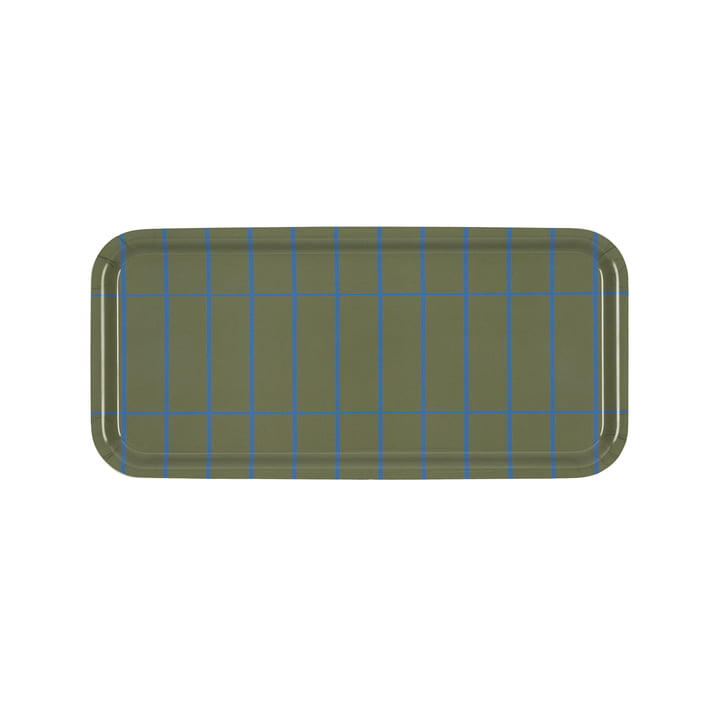 Tiiliskivi Tablett 15 x 32 cm von Marimekko in oliv / himmelblau