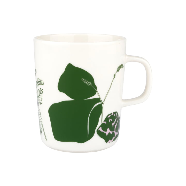 Elokuun Varjot Becher mit Henkel, 250 ml von Marimekko in weiß / grün / blassrosa (Presummer 2022)