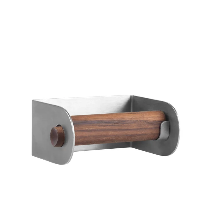 Dowel Toilettenpapierhalter aus Edelstahl in Walnuss von Kristina Dam Studio