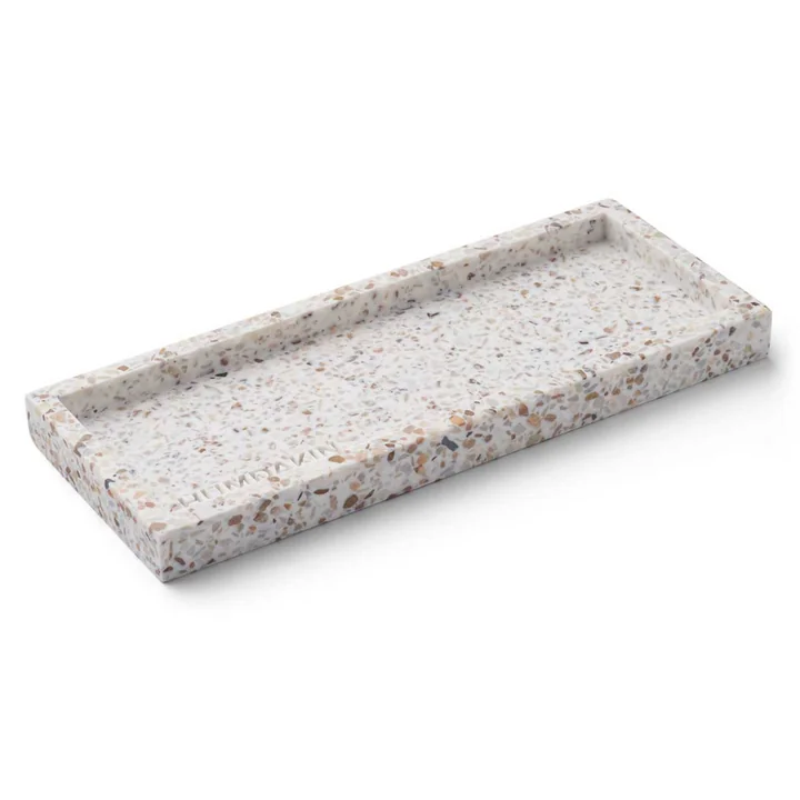 Terrazzo Tablett 10 x 25 cm, natur von Humdakin
