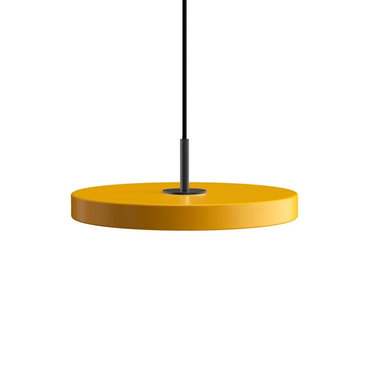 Die Asteria Mini LED-Pendelleuchte von Umage in schwarz / safrangelb