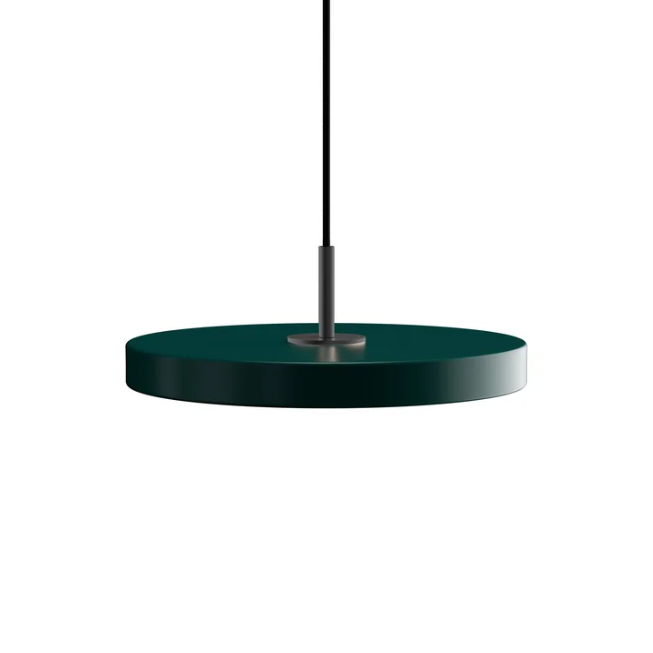 Die Asteria Mini LED-Pendelleuchte von Umage in schwarz / forest green