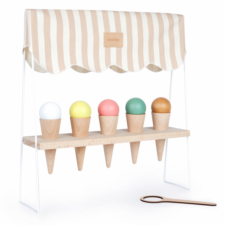 Ice Cream Corner Holz-Spielzeug, taupe stripes von Nobodinoz