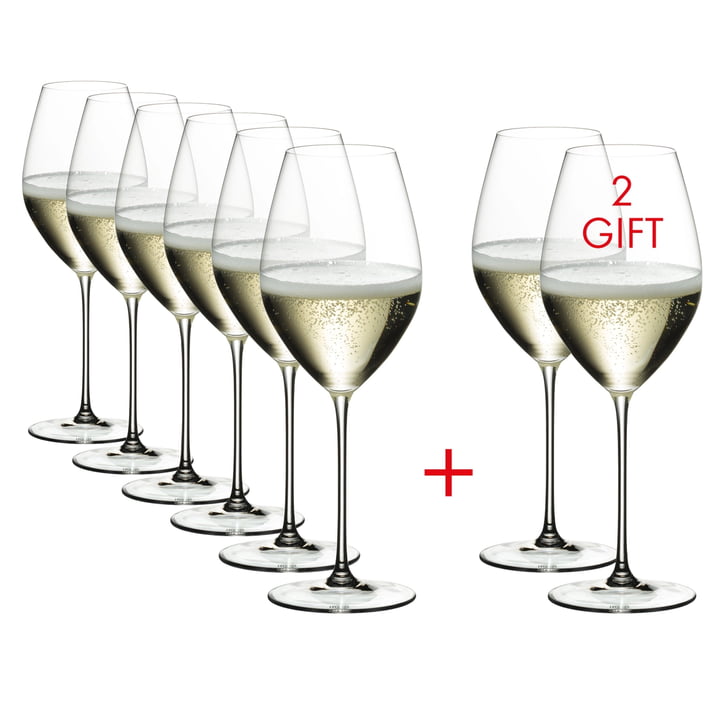 Riedel - Veritas Champagner Weinglas, transparent, 445 ml (6+2 gratis)