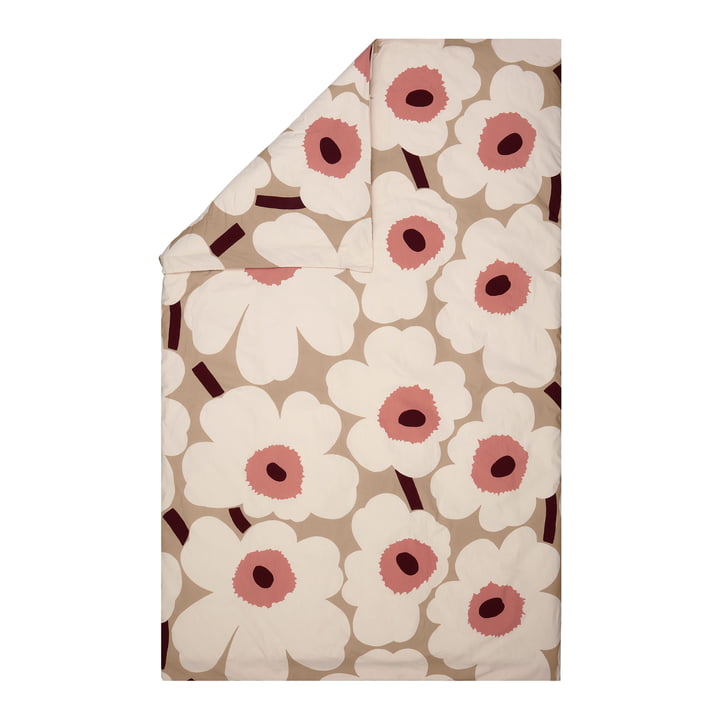 Unikko Deckenbezug, beige / baumwollweiß / rose von Marimekko