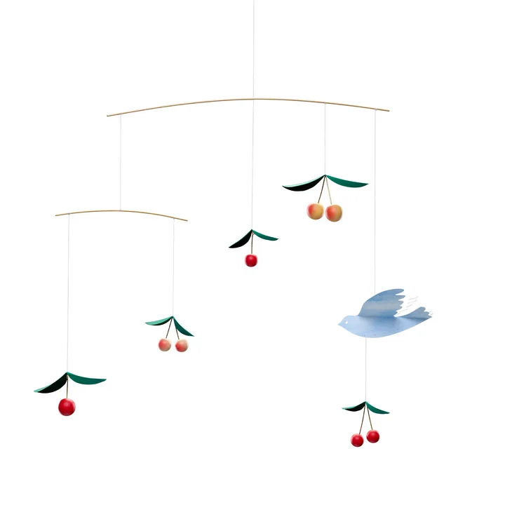 Cherry Dreams Mobile, Messing / Holz, mehrfarbig von Flensted Mobiles