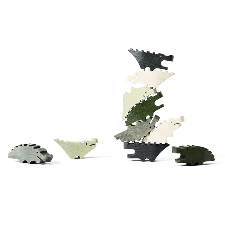 Croc Pile Mini Holzkrokodile, klein, grün (10er-Set) von Areaware