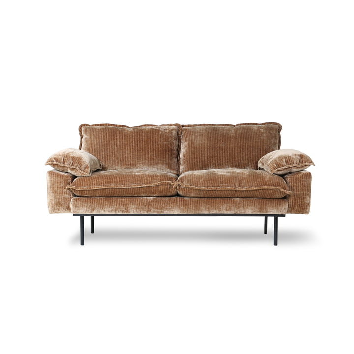 Retro 2-Sitzer Sofa, velvet corduroy aged gold von HKliving