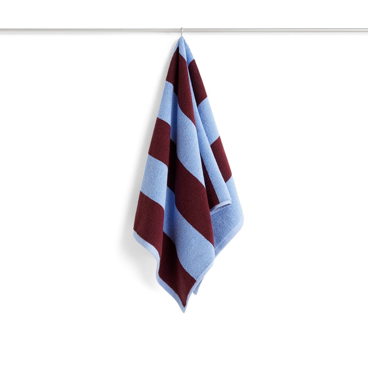 Frotté Stripe Handtuch, 50 x 100 cm, bordeaux / sky blue von Hay