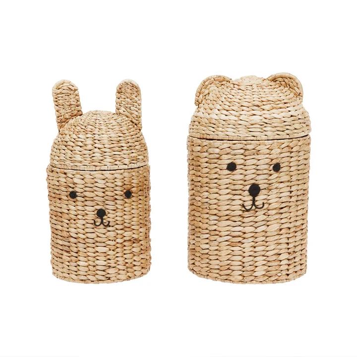 Bär & Hase Aufbewahrungskorb von OYOY in der Ausführung natur