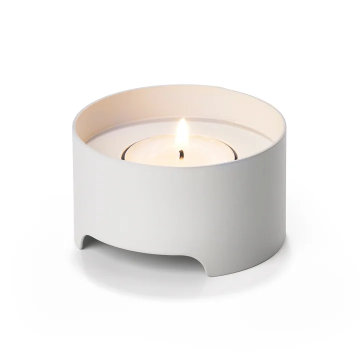 Singles Teelichthalter, warm grey mit Teelicht von Zone Denmark