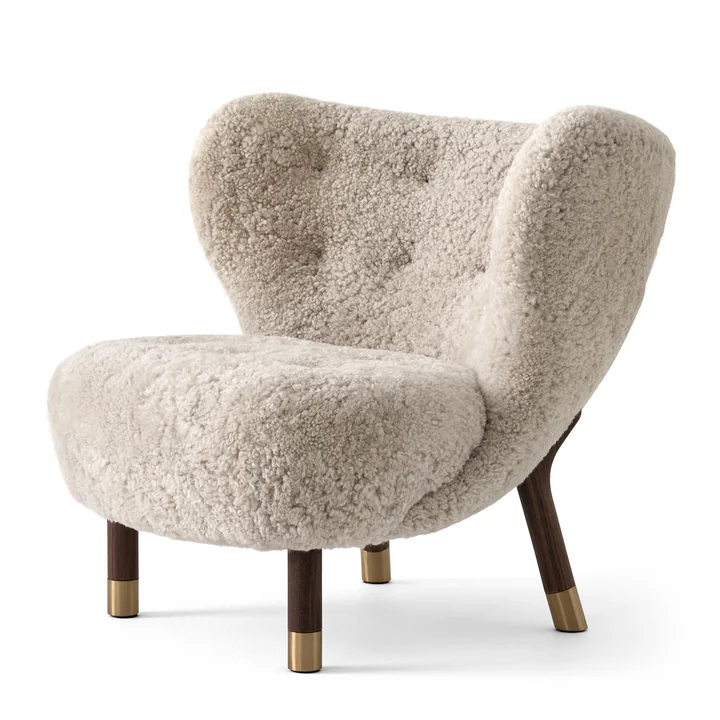 Little Petra VB1 Lounge Chair Limited Edition, Walnuss mit Messing / Schaffell Moonlight von &Tradition