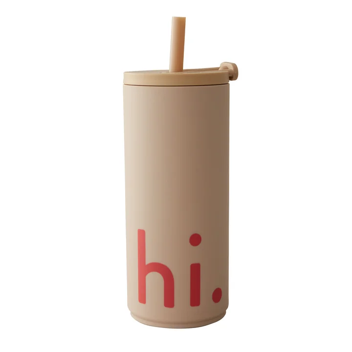 Hi Travel Trinkhalm-Becher, 0.5 l, beige von Design Letters