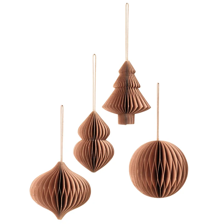 Christmas Mix Deko-Anhänger, Ø 9 x H 10 cm, dusty pink (4er-Set) von Broste Copenhagen