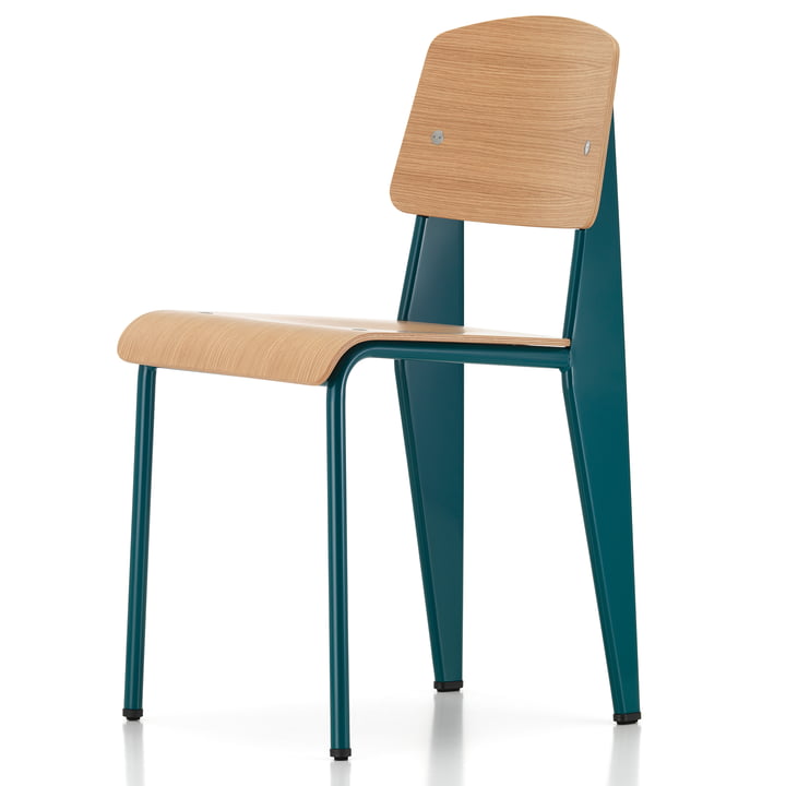Prouvé Standard Stuhl Bleu Dynastie von Vitra in der Ausführung Eiche natur / Bleu Marcoule