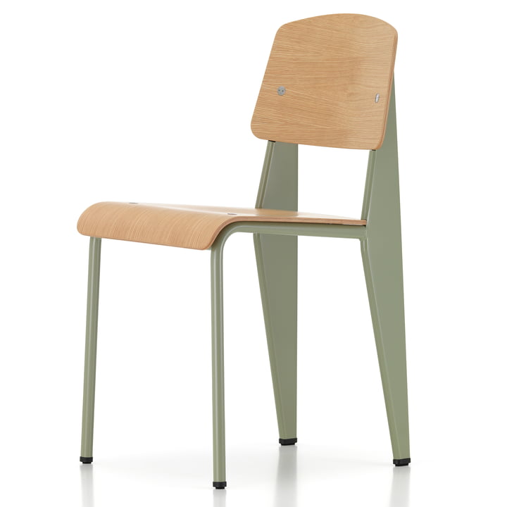 Prouvé Standard Stuhl Gris Vermeer von Vitra in der Ausführung pulverbeschichtet (glatt) / braun