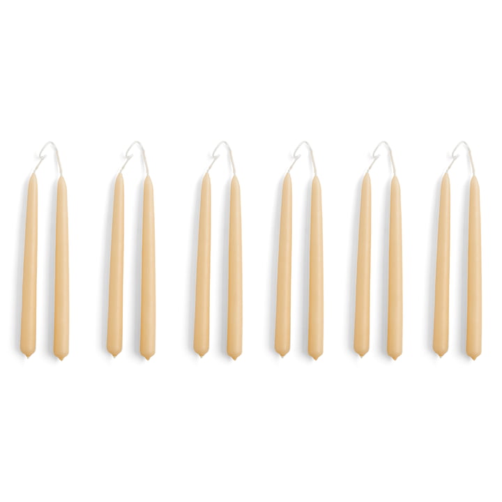 Mini Conical Kerzen, H 14 cm, beige (12er-Set) von Hay