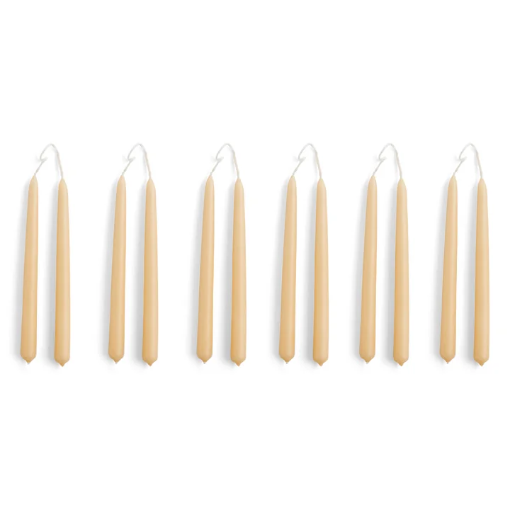 Mini Conical Kerzen, H 14 cm, beige (12er-Set) von HAY
