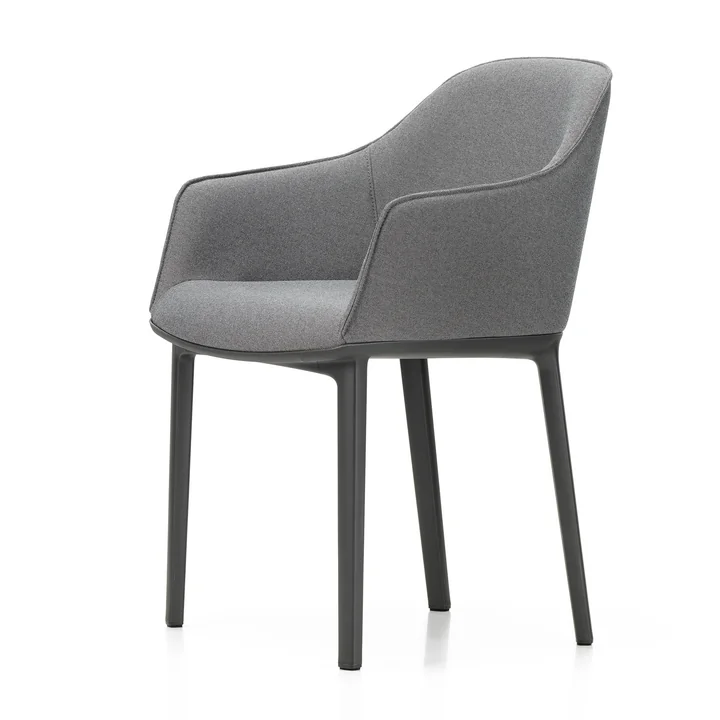 Softshell Armchair, basic dark / Plano (sierragrau / nero), Filzgleiter von Vitra