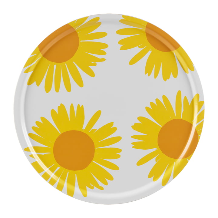 Marimekko - Auringonkukka Serviertablett Ø 65 cm, weiß / gelb / orange 