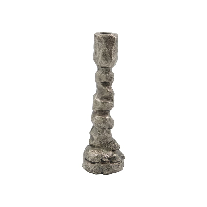 Raku Kerzenständer, H 25 cm, antik-silber von House Doctor