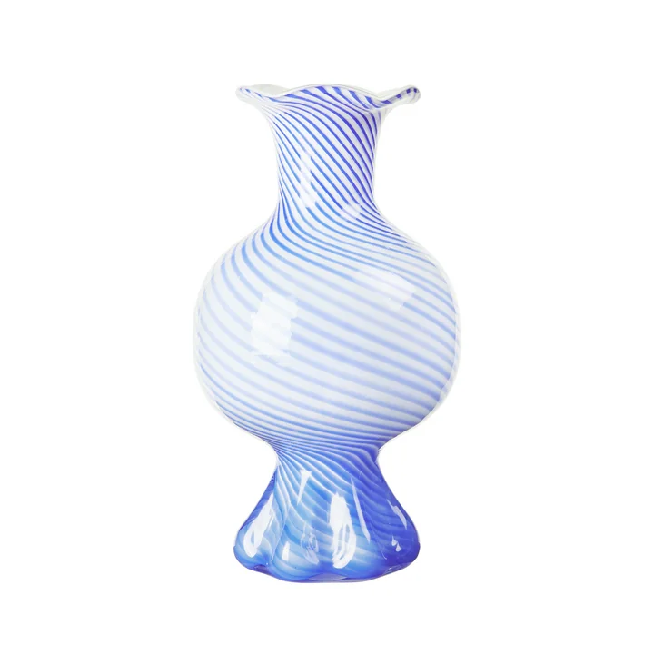 Mella Vase von Broste Copenhagen in der Farbe intense blue / off-white
