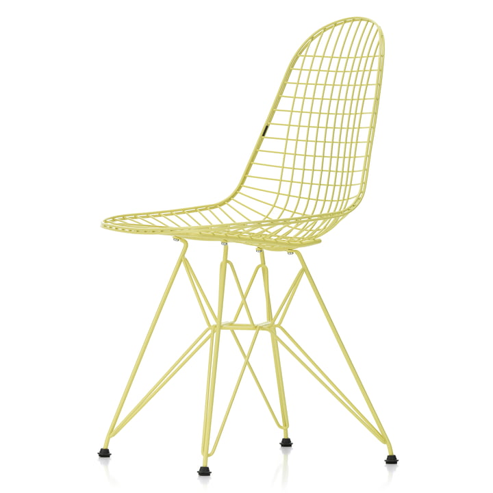Wire Chair DKR (H 43 cm), citron / ohne Bezug, Filzgleiter (basic dark) von Vitra