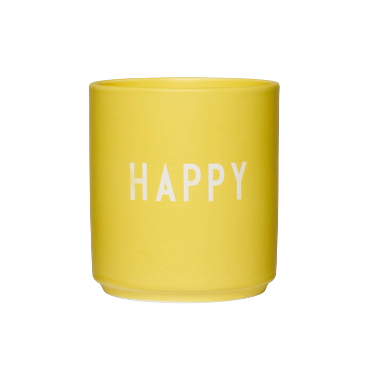 AJ Favourite Porzellan Becher von Design Letters in der Ausführung Happy / yellow