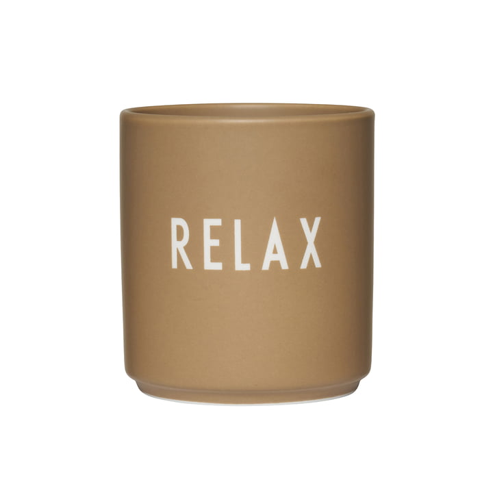 AJ Favourite Porzellan Becher von Design Letters in der Ausführung Relax / camel