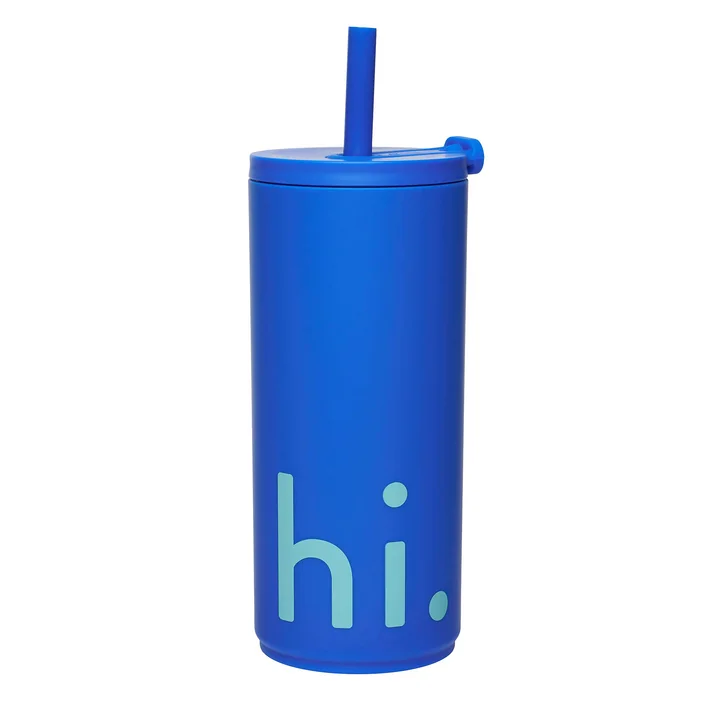 Hi Travel Trinkhalm-Becher von Design Letters in der Ausführung cobalt blue
