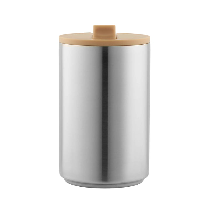 Thermo Cup von Design Letters in der Ausführung brushed steel / beige