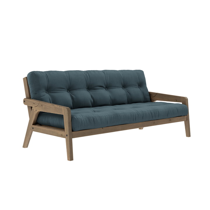 Grab Sofa von Karup Design in der Ausführung Kiefer carobbraun / petrolblau (757)