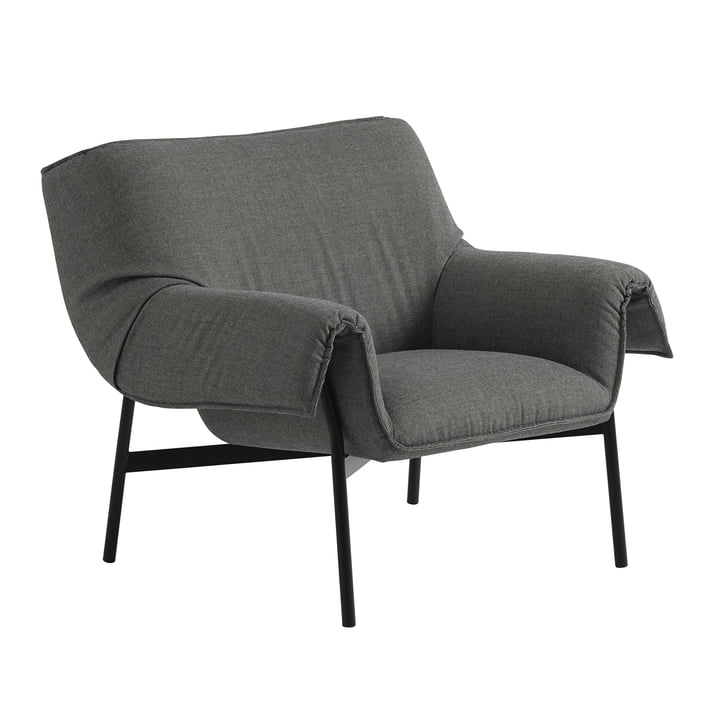 Muuto - Wrap Lounge Sessel, dunkelgrau, Sabi 151, Gestell schwarz