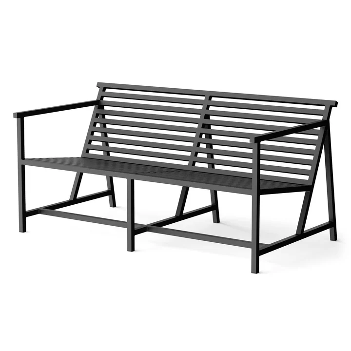 Lounge Gartenbank 145 x 70 cm, schwarz (RAL 9011) von NINE