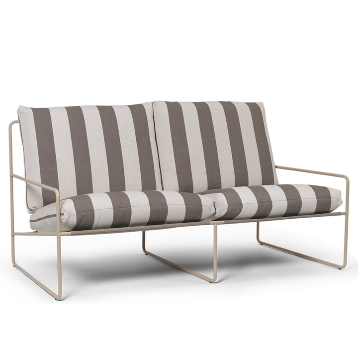 Desert Stripe Outdoor 2-Sitzer Sofa, cashmere / chocolate von ferm Living