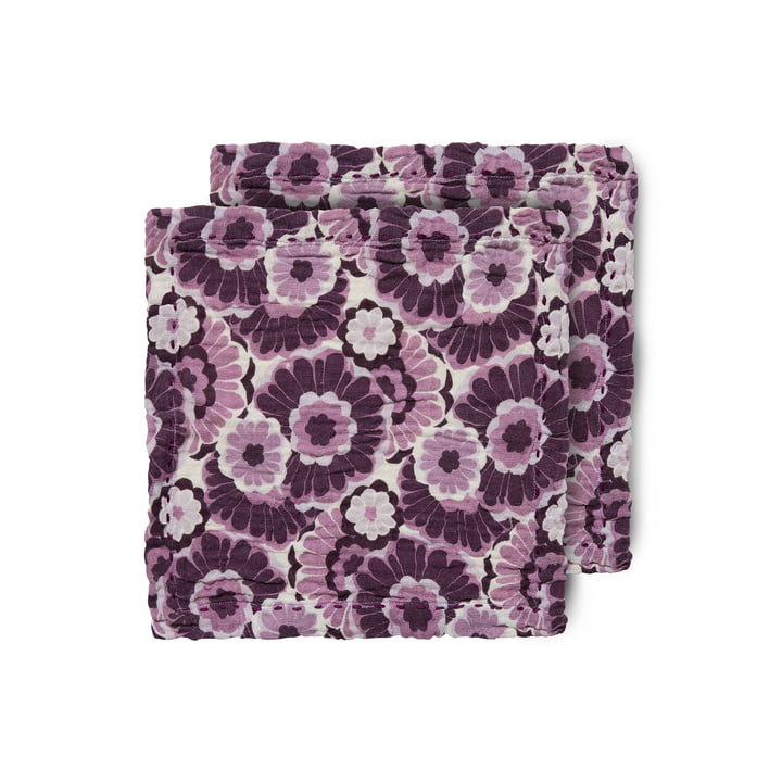 Baumwollservietten, 30 x 30 cm, floral burgundy (2er-Set) von HKliving