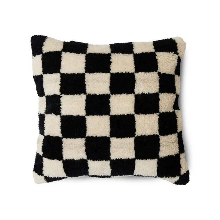Wollkissen, 50 x 50 cm, black and white statement von HKliving